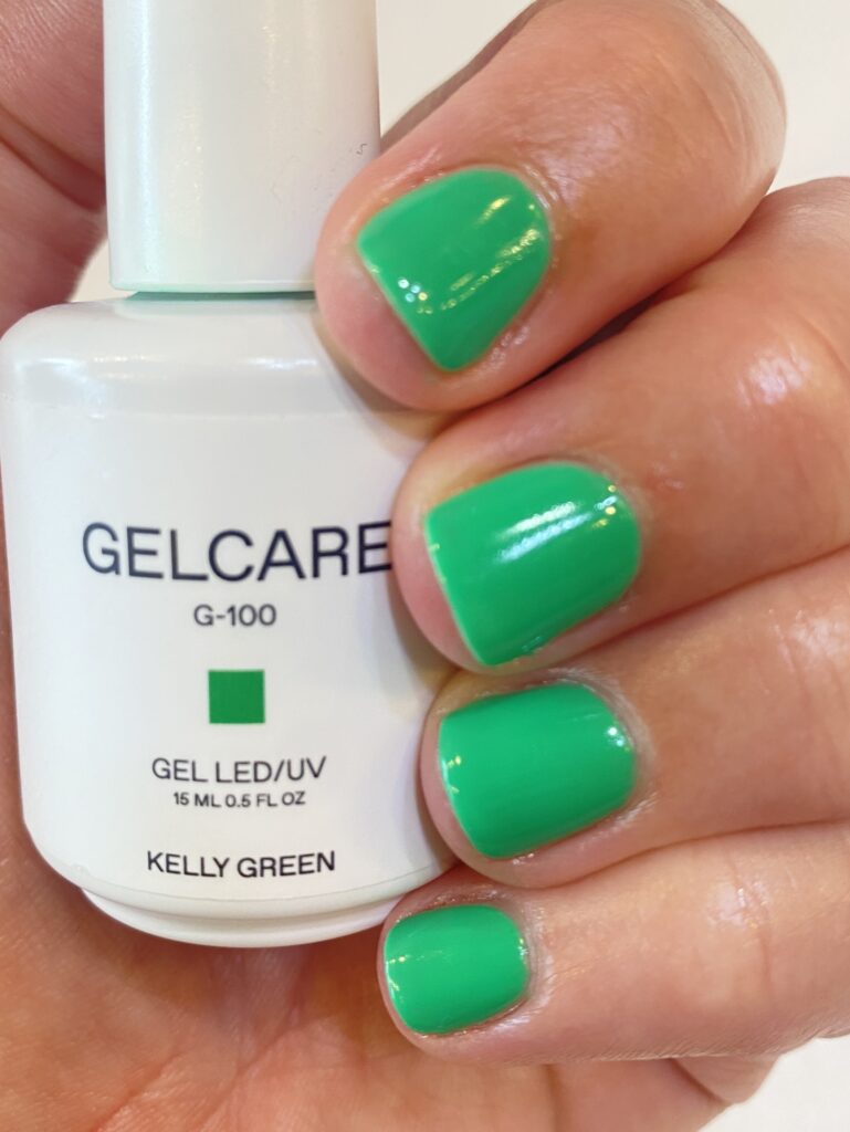 The Gel Care Kelly Green GEL LED Polish - Next to Jills Nails in the Kelly Green Colour