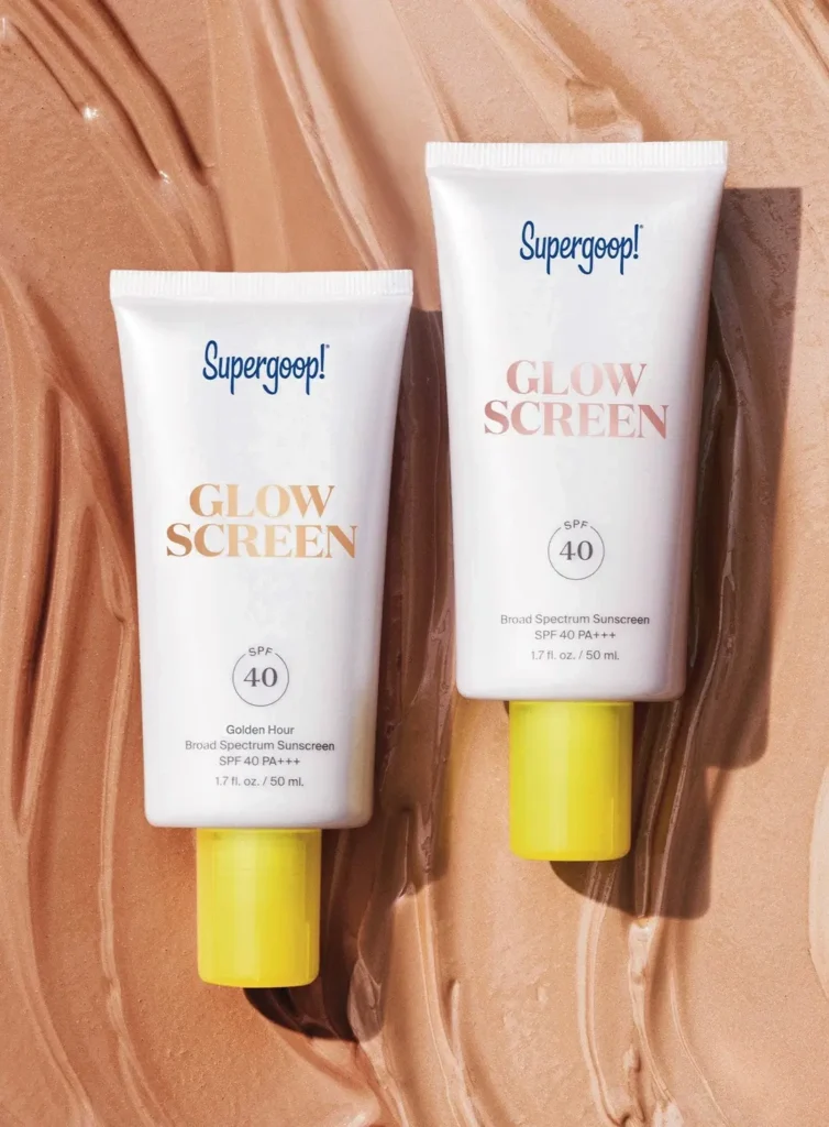 The two difference tones available in glow screen, the daily glowy primer from Supergoop!