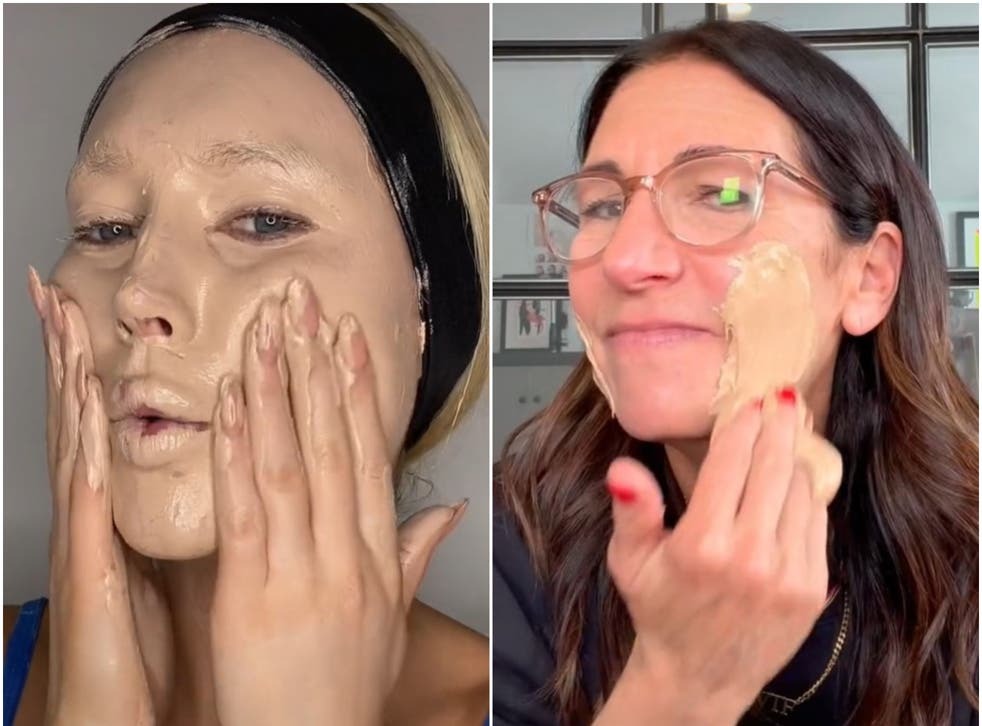 A screenshot of Bobbi Brown's TikTok where she called out a tiktoker for applying way too much foundation