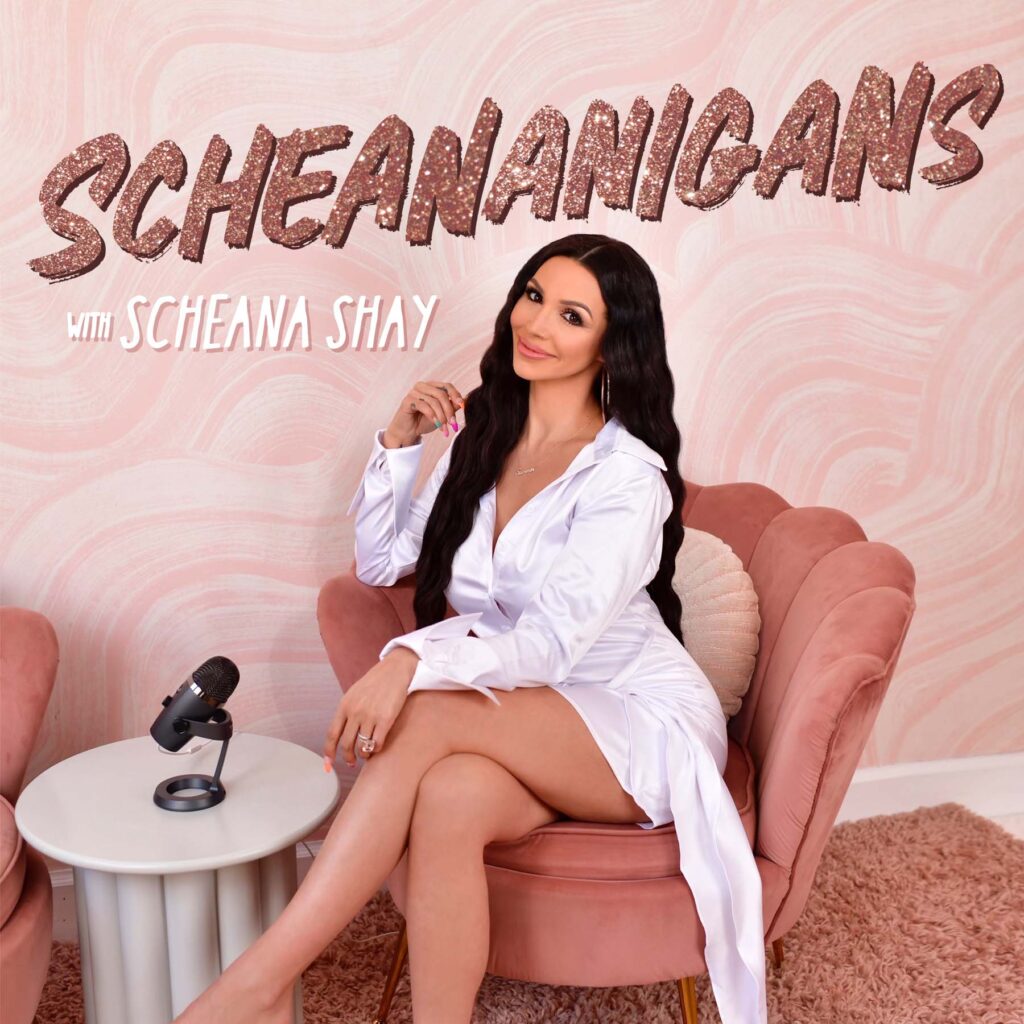 The promotional photo for Scheana Shay's podcast, scheananigans with Scheana Shay