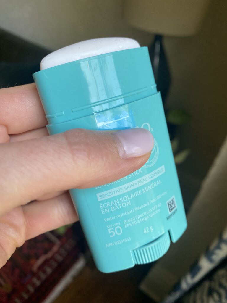 A photo of a sunscreen stick from Aveeno