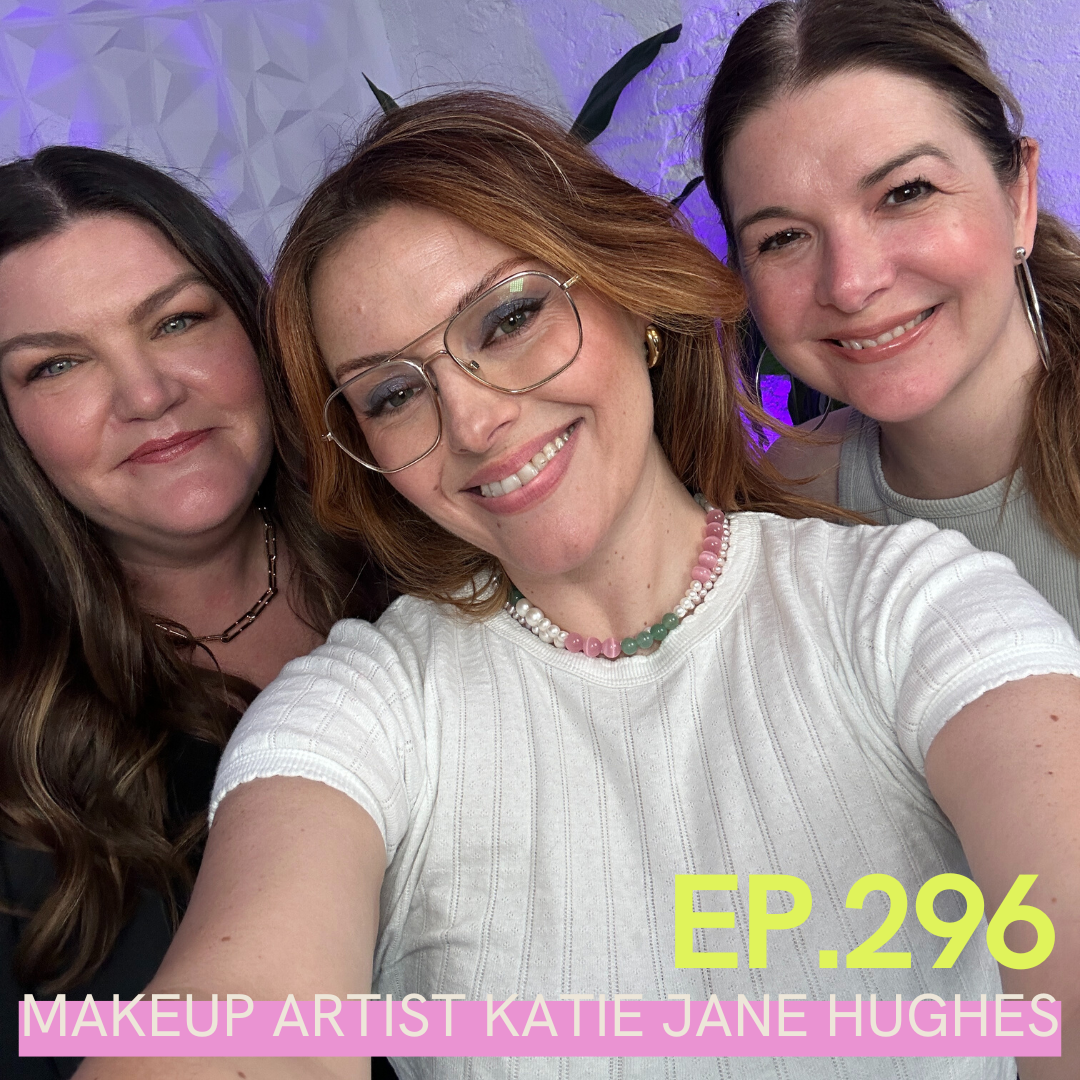 A photo of Jill Dunn and Carlene Higgins with this week's guest Makeup Artist Katie Jane Hughes